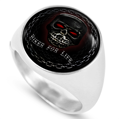 "BIKER FOR LIFE" SIGNET RING
