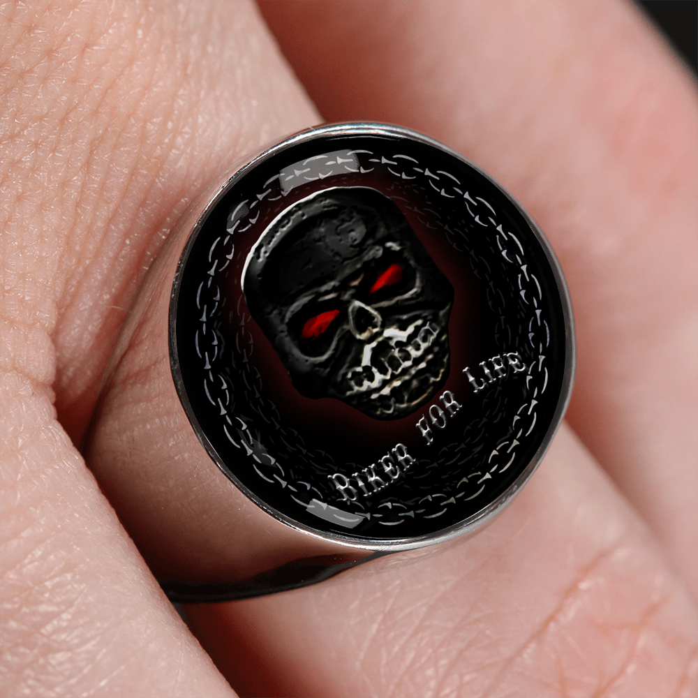 "BIKER FOR LIFE" SIGNET RING