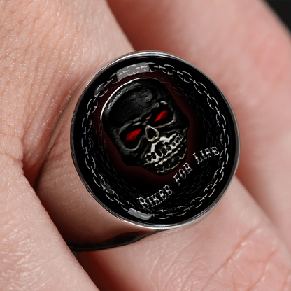 "BIKER FOR LIFE" SIGNET RING