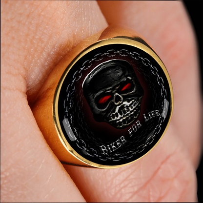 "BIKER FOR LIFE" SIGNET RING